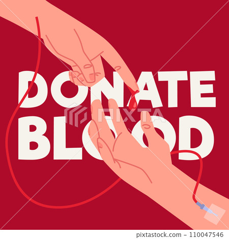 Volunteer and patient hands transferring blood vector flat illustration. 110047546