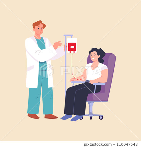 Blood transfusion, design concept with man, cartoon vector illustration 110047548