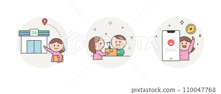 A young woman earns money by shipping products sold on a flea market app to a convenience store. A young woman earns money by shipping products sold on a flea market app to a convenience store. 110047768