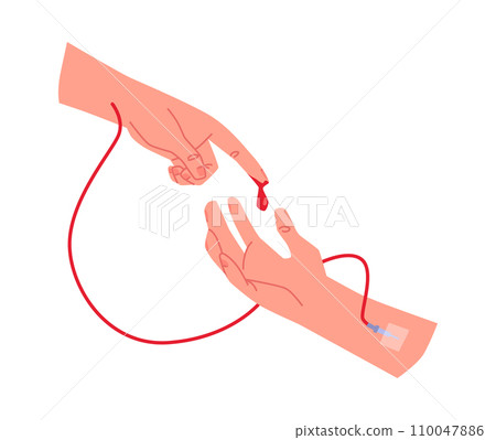 Donation blood, design concept with two hands, cartoon vector on white 110047886
