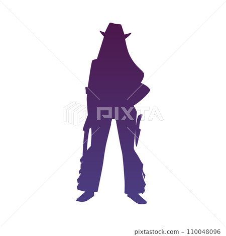 Silhouette of cowgirl or western horsewoman, flat vector illustration isolated. Silhouette of cowgirl or western horsewoman, flat vector illustration isolated. 110048096
