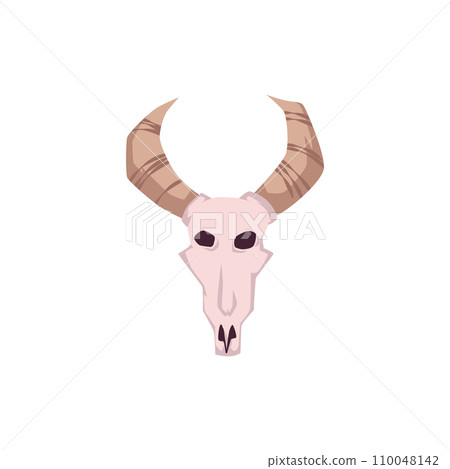 Cow skull with horns, simple icon, vector illustration isolated on white Cow skull with horns, simple icon, vector illustration isolated on white 110048142