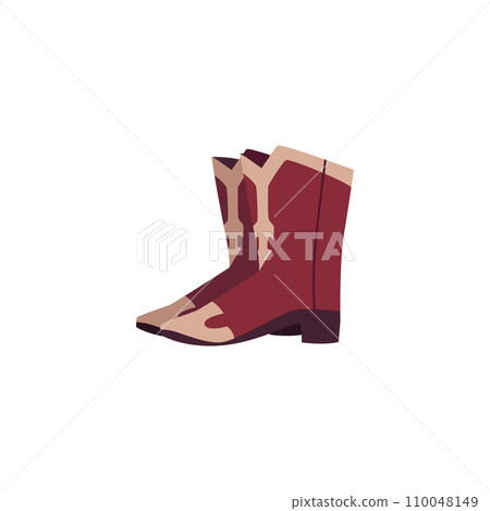 Pair of cowboy pointed-toe shoes with heels flat style, vector illustration Pair of cowboy pointed-toe shoes with heels flat style, vector illustration 110048149