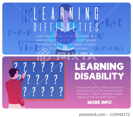 Set of website banner templates about learning difficulties and disability 110048172