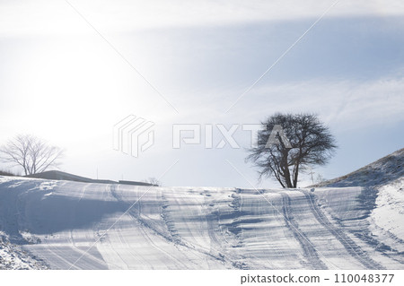Ski slope and snow scenery on a sunny day in winter 110048377