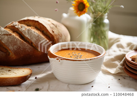 Creamy Soup and Artisan Bread 110048468