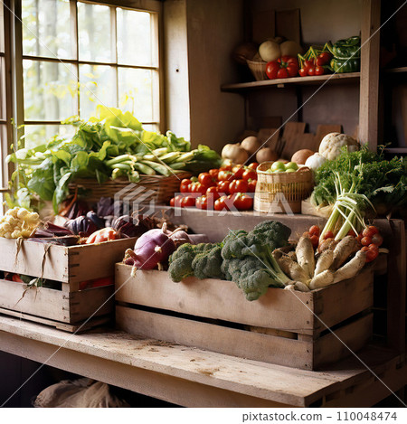 Rustic Abundance of Harvest Vegetables 110048474