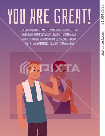 Love yourself self acceptance motivational banner, flat vector illustration. 110048519