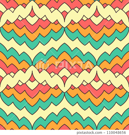Seamless pattern with geometric flame stitch style motifs Seamless pattern with geometric flame stitch style motifs 110048656