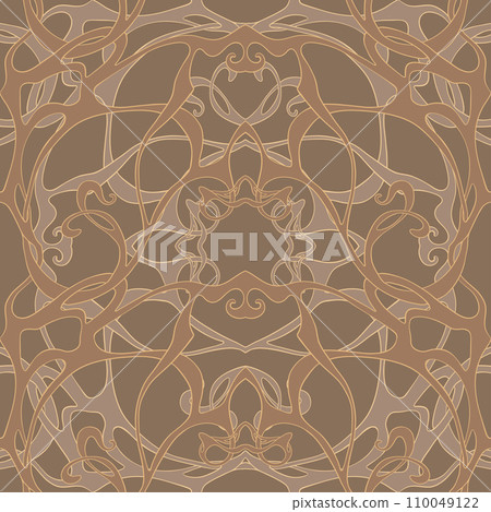 Fantasy flowers, decorative flowers and leaves in art nouveau style 110049122