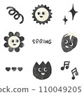復古春天花卉插圖與表達（單色） 110049205