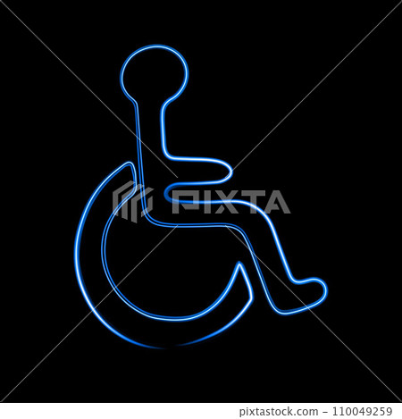 Vector isolated icon of disabled person with neon effect. Vector isolated icon of disabled person with neon effect. 110049259