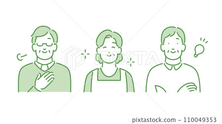 Three positive senior men and women Three positive senior men and women 110049353