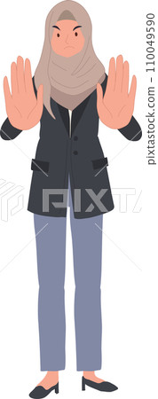 Social Justice Representation concept. Stop Hand Gesture by Muslim Woman in Hijab. 110049590