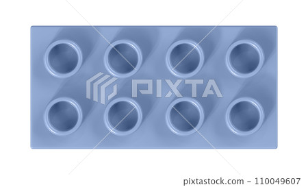 Serenity Lego Block Isolated on a White Background. Close Up View of a Plastic Children Game Brick for Constructors, Top View. High Quality 3D Rendering with a Work Path. 8K Ultra HD, 7680x4320 110049607