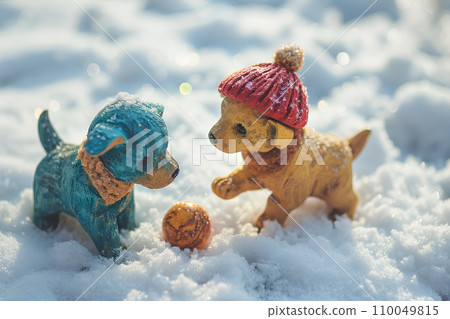 狗狗在雪地裡行走2 110049815