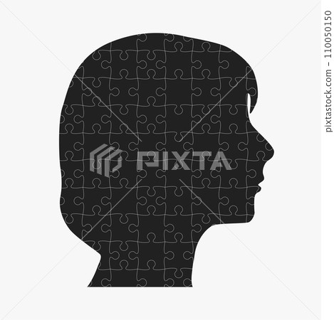 Woman head made puzzle pieces. Strategy, education Woman head made puzzle pieces. Strategy, education 110050150