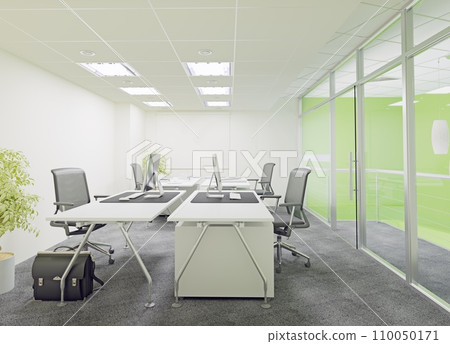 Interior of a modern office with green walls, 110050171