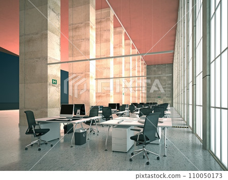 Interior of modern office hall with concrete floor 110050173