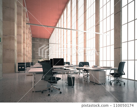 Interior of modern office hall with concrete floor 110050174