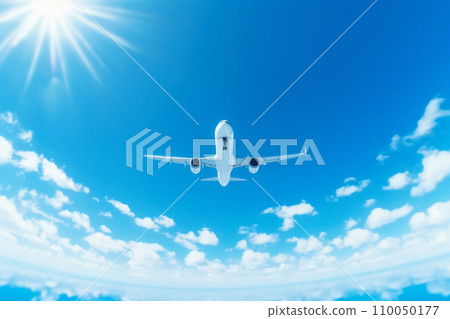 客機飛機飛越海。假期和假期旅行和旅程概念。 “人工智慧生成圖像” 客機飛機飛越海。假期和假期旅行和旅程概念。 “人工智慧生成圖像” 110050177