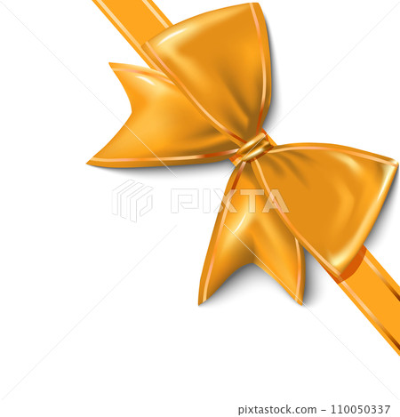 Shiny gold satin ribbon on white back 110050337