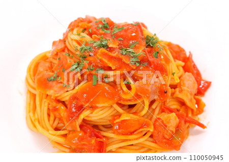 Pomodoro pasta with tomato sauce bright background Pomodoro pasta with tomato sauce bright background 110050945