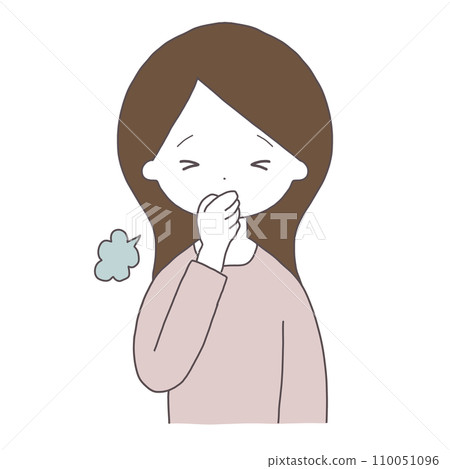 A woman coughing in pain (full color) A woman coughing in pain (full color) 110051096