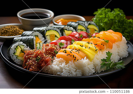 Colorful Kimbap Assortment - Korean Seaweed Rice Rolls Colorful Kimbap Assortment - Korean Seaweed Rice Rolls 110051186