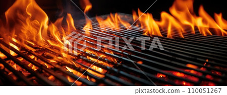 AI-generated content. Empty flaming grill grates AI-generated content. Empty flaming grill grates 110051267