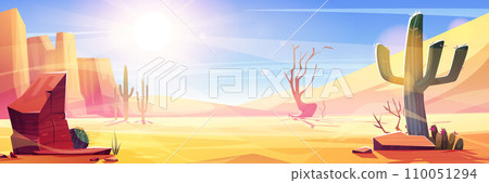 Arizona desert landscape with sand and cactus Arizona desert landscape with sand and cactus 110051294