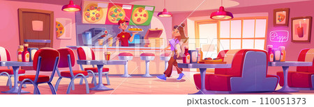 Pizza restaurant interior Pizza restaurant interior 110051373