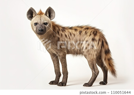 Image of brown hyena on white background, Mammals, Wildlife Animals. Illustration, Generative AI. Image of brown hyena on white background, Mammals, Wildlife Animals. Illustration, Generative AI. 110051644