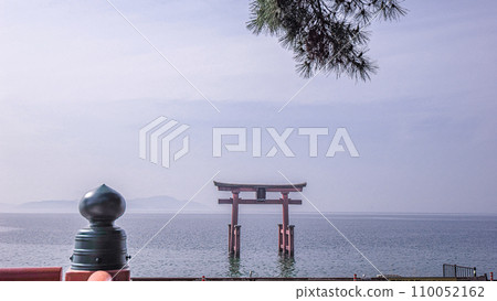 在Shirake神社湖的Otorii 在Shirake神社湖的Otorii 110052162