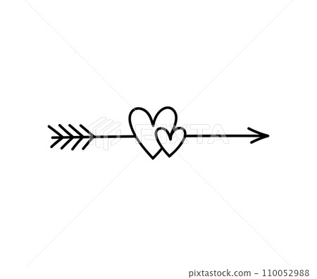 Cute doodle arrow with hearts Cute doodle arrow with hearts 110052988