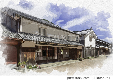 Watercolor style Kumagawa-juku Nakano-machi townscape Wakasa-machi, Fukui Prefecture Watercolor style Kumagawa-juku Nakano-machi townscape Wakasa-machi, Fukui Prefecture 110053064