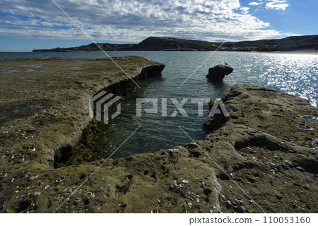 Coastal landscape with cliffs in Peninsula Valdes, World Heritage Site, Patagonia Argentina Coastal landscape with cliffs in Peninsula Valdes, World Heritage Site, Patagonia Argentina 110053160