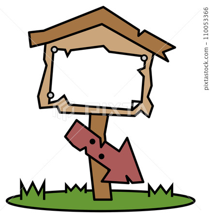 Illustration of a weathered and broken wooden signboard guiding directions Illustration of a weathered and broken wooden signboard guiding directions 110053366