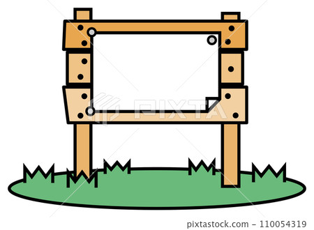 Illustration of a wooden sign board for filling in and disseminating cautions and notices 110054319