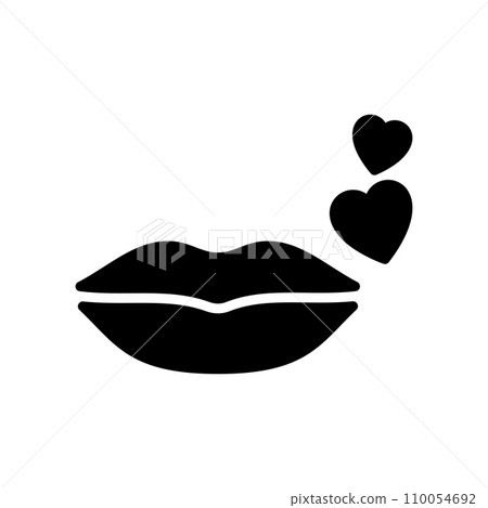 Lip with hearts icon. Kiss day. Women lips. Love and romance concept Lip with hearts icon. Kiss day. Women lips. Love and romance concept 110054692