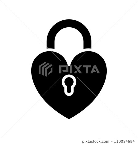 Heart lock icon. Locked heart shaped padlock. 110054694
