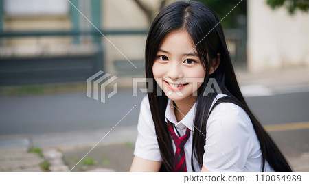 制服學生女孩插畫《AI圖像生成》 110054989