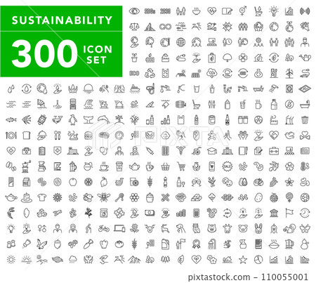 300 icon set related to sustainability 110055001
