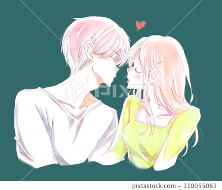 Distance between a man and a woman about to kiss Distance between a man and a woman about to kiss 110055061