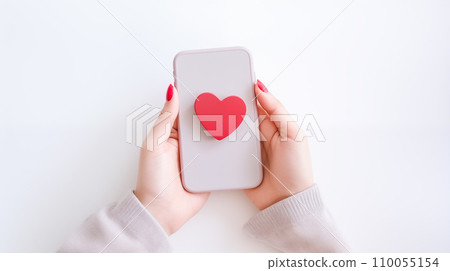 智慧型手機螢幕和心形標記 智慧型手機螢幕和心形標記 110055154