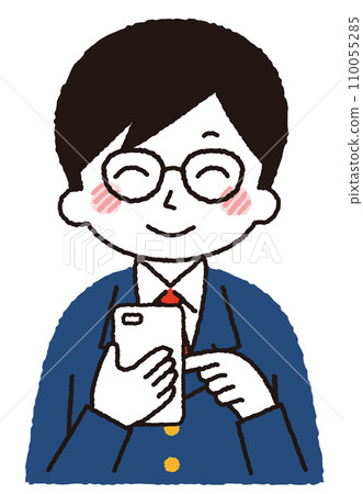Illustration of a student operating a smartphone. 110055285