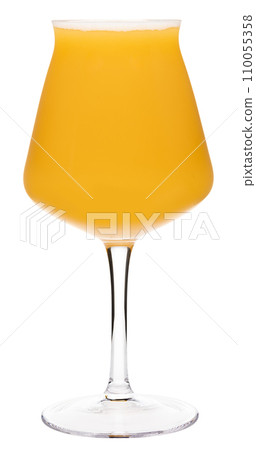 Hazy NEIPA craft ale in tulip beer glass isolated on white 110055358