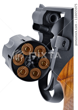 Black revolver with wooden handle Black revolver with wooden handle 110055975