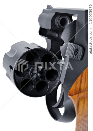 Black revolver with wooden handle Black revolver with wooden handle 110055976
