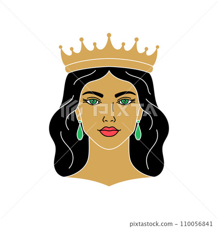 Queen icon in simple linear style on white background. 110056841